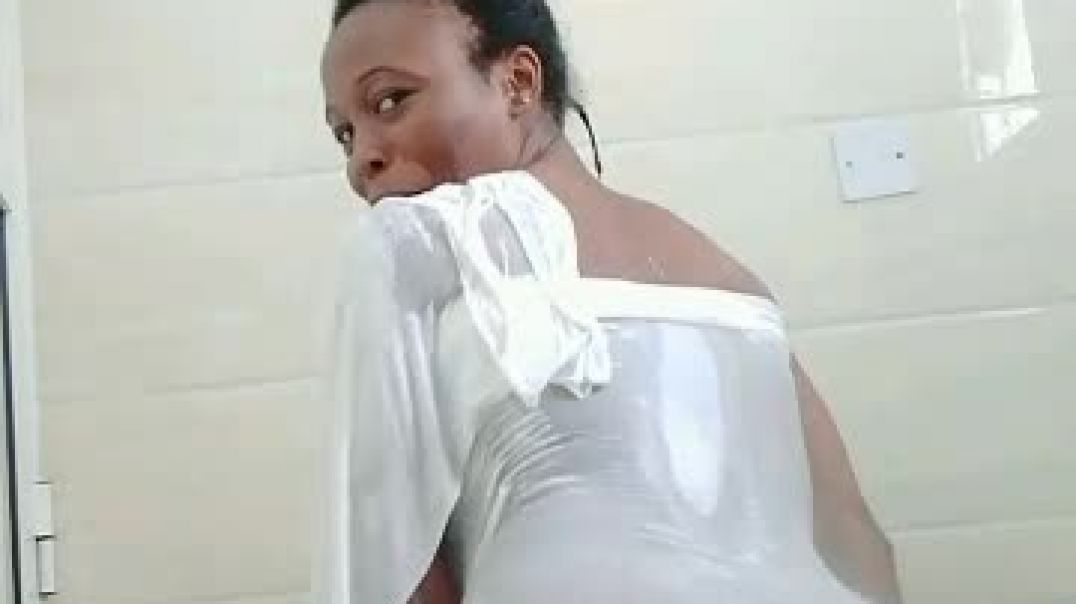 ⁣Wet white dress