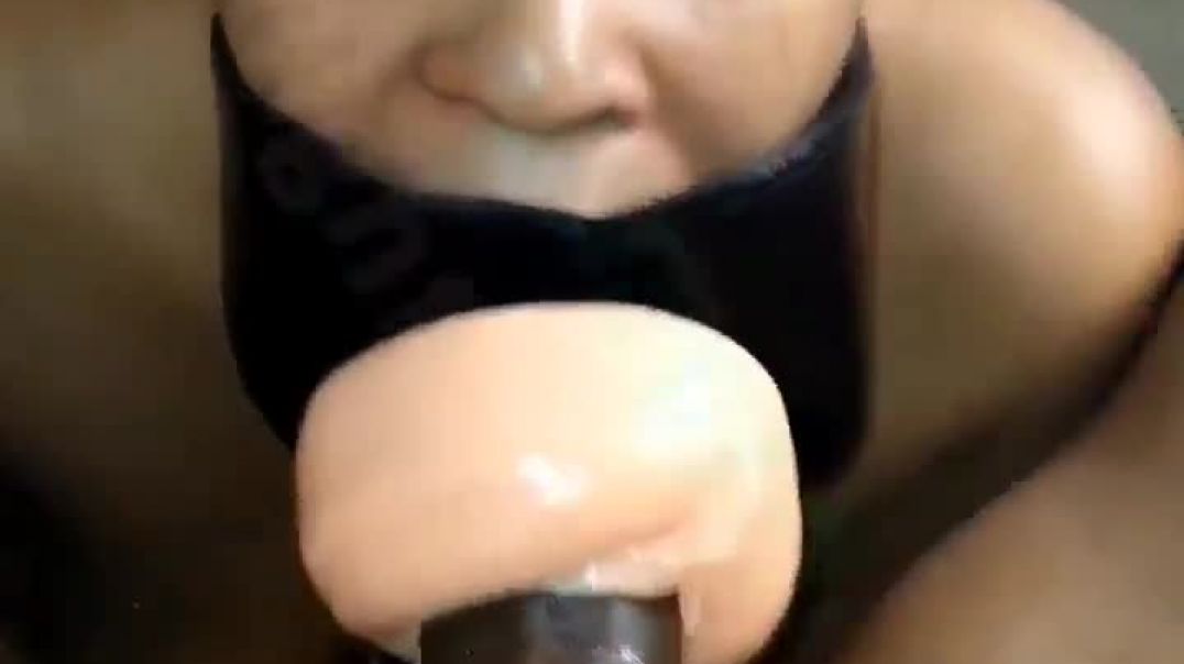 Blowjob with artificial pussy