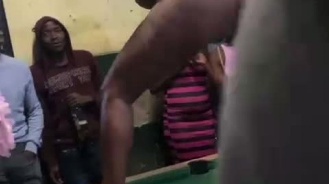 Limpopo ugly girl playing with malebe at tavern